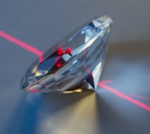Diamond with a laser shining through it